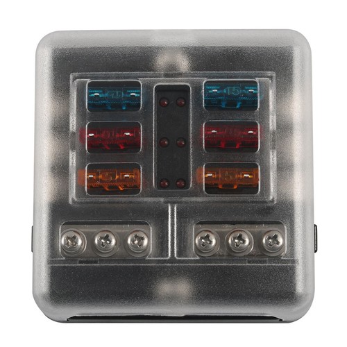 6 Way Blade Fuse Box Holder W/Fuses Terminals W/LED Warning Light Cover For Car - Picture 9 of 18