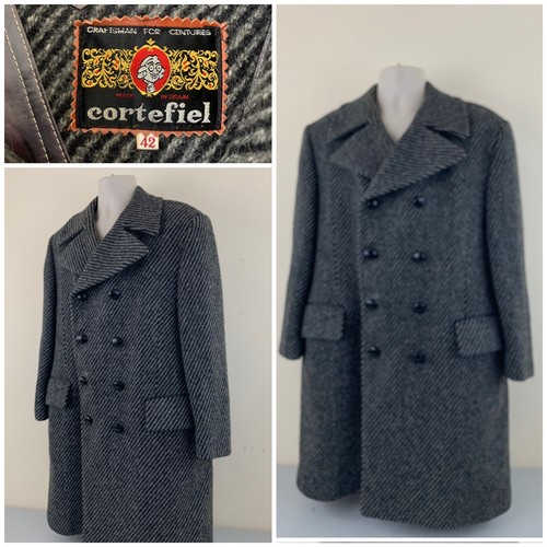 Vintage Cortefiel 100% Wool Mens Long Coat Size 42