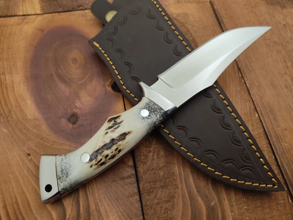 定制手工 440c 钢制生存 EDC 野营户外狩猎刀鹿角 — 第 4/4 张图片