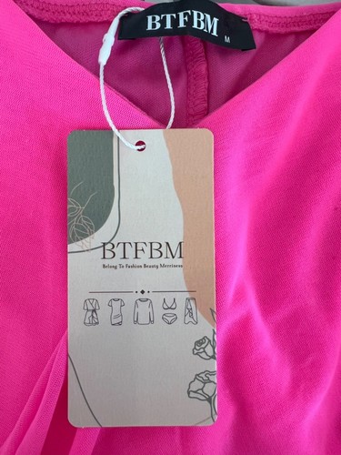 BTFBM HOT PINK FUCHSIA SEXY GERAFFT PARTY CLUB COCKTAIL BODYCON MINIKLEID V-AUSSCHNITT - Bild 5 von 5