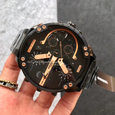 ?⌚ NIB DIESEL MR DADDY 2.0 BLACK ROSE GOLD CHRONOGRAPH DZ7312 