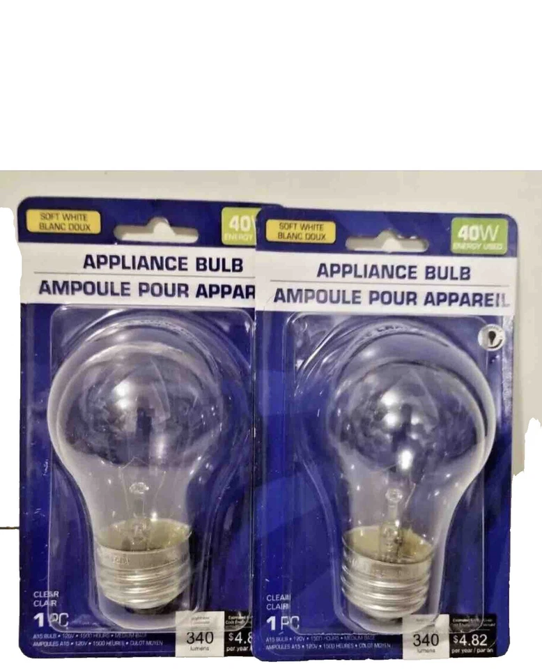 8 Bulbs 40-Watt A15 Appliance Light Bulb / Lava Lamp, E26 Medium Base, Clear - Image 2 of 2