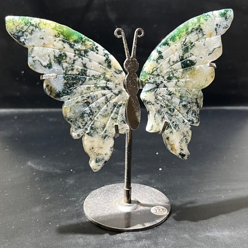 134G Natural Aquatic agate Quartz Crystal Hand carved Butterfly wings Healing - Picture 10 of 20