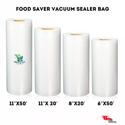4 Sizes Food Saver Vacuum Sealer Bags Rolls 4Mil Embossed Pack Of 2 Storage Bags
