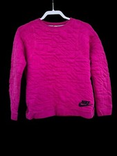 Nike Girl's Size XL Crew Neck Fleece Quilted Sweatshirt Top Side Pockets Pink