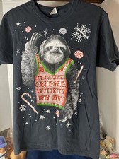 Christmas Graphic Sloth T-Shirt Size Small