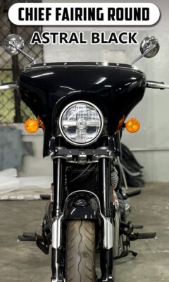''CHIFE FAIRING ROUND,ASTRAL BLACK'' PASSEND FÜR ROYAL ENFIELD SUPER METEOR 650