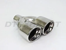 DT-24161 DUAL DOUBLE WALL ROLLED SLANT STAINLESS EXHAUST TIP 2.25" INLET 9.75"L