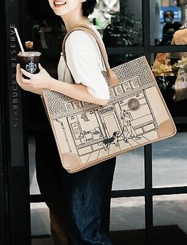 Starbucks 50th Anniversary Lady Leisure Large Tote Bamboo Bag Hot New - Picture 12 of 14
