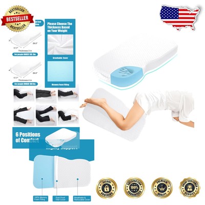 Removable Cover Knee Pillow, 4  Thick Memory Foam for Sleep Comfort & Alignment