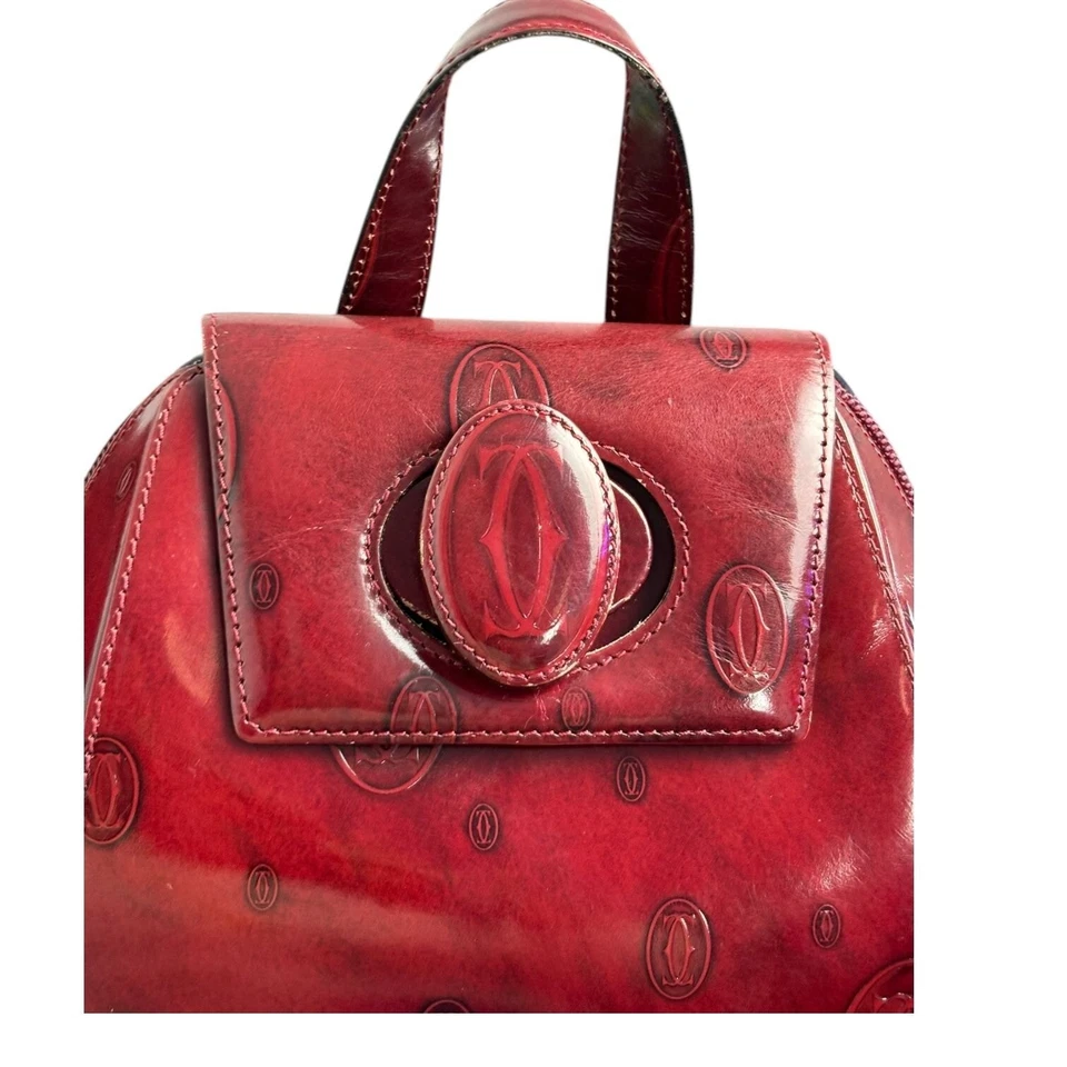 CARTIER: Mochila Borgoña, Charol Logo "Doble C" #1391 Foto 3 de 4