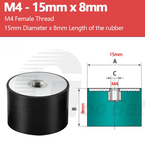 Rubber Mount Anti Vibration Female Buffer Bump Stop Damper M3 - M20 Cylindrical - Picture 13 of 64