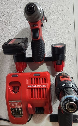 LATCHING Milwaukee M18 M12 Battery Holder/Tool Wall Under Shelf Mount Made in US - Picture 41 of 46