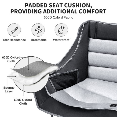 Waterproof Loveseat Folding Camping Chair w/ armrest Oversized Seats for picnic - Picture 5 of 8