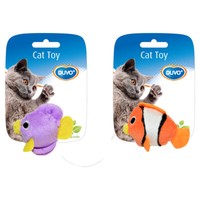 Duvo+ Katzenspielzeug Fisch Orange/Blau, 2 Stk, Mit Katzenminze, 7,5Cm