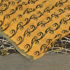 Sanskriti Vintage Sarees Yellow Pure Georgette Silk Print Sari 5 Yd Craft Fabric