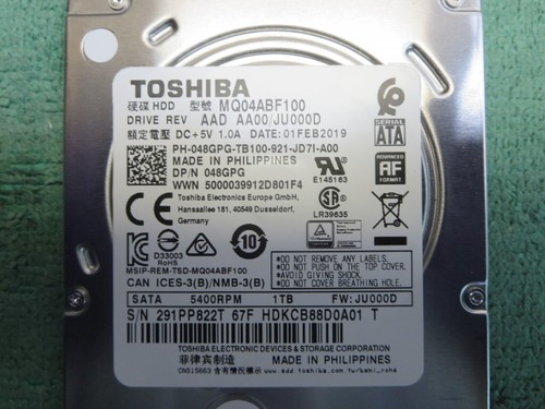 Toshiba MQ04ABF100 1TB 2.5" Hard Drive 5400RPM SATA 7mm - Picture 4 of 8