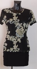 Shirt leichtes Oberteil Gr. M dunkel grün mit Blumen durchsichtig