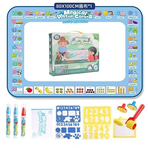 100x80CM Magic Water Drawing Mat Coloring Doodle With Reusable Magic Pens Montes - Picture 2 of 13