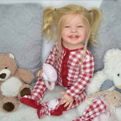 28'' Finished Reborn Baby Doll Adorable Toddler Girl Long Hair Cloth Body Kid Toy