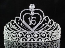 SWEET SIXTEEN 16 BIRTHDAY PARTY AUSTRIAN RHIESTONE TIARA CROWN HAIR COMBS T1629