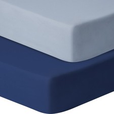 2 PCS Baby Crib Sheets Navy Gray Fitted Standard Mattress Microfiber 52x28"