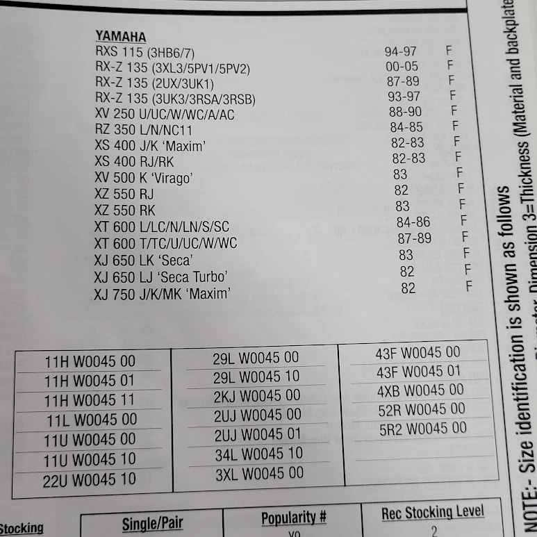 PASTILLAS FRENO DELANTERAS EBC FA81 YAMAHA RXS RXZ XV RZ XS XZ XT XJ 250 350 400 500 550+ Foto 4 de 4