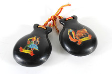 Nacchere Castagnette Spagnole Souvenir SPAGNA Plastica Corda Vintage Folclore