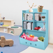 Caja de almacenamiento de juguetes para niños estantería organizadora estante sala de juegos estanterías azul NUEVO