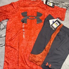 Under Armour Youth Orange Gray Athletic Outfit Set NEW