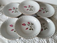 6 Anciennes Assiettes Creuses en Faïence Blanche de Saint- Amand motif ROSES