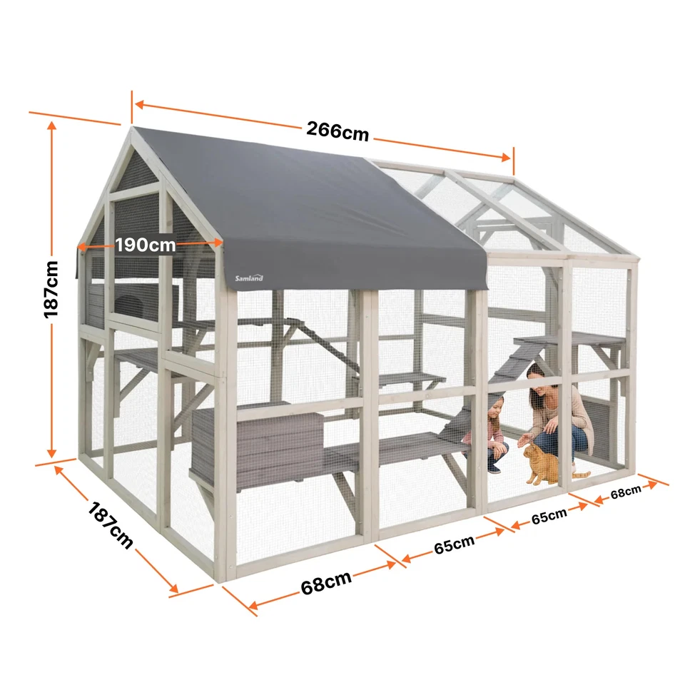 Samland Large Wooden Outdoor Cat House Catio with Platforms, Ramps, Cozy Hous... - image 2 of 4