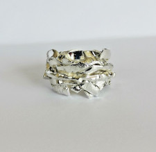 Britannia Silber 950 Skulptur Ring, Lagenlook...