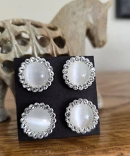 4 White Glass Magnetic Pins . Horse Show Saddleseat Western.  Sash, Dress Magnet