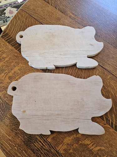 Pair Of Vintage Pig Cutting Boards. 16"x9"x3/4"