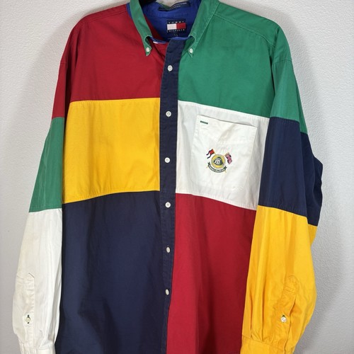 Vintage Tommy Hilfiger Lotus Castrol F1 Racing Embroidered Color Block Shirt L - Bild 2 von 6
