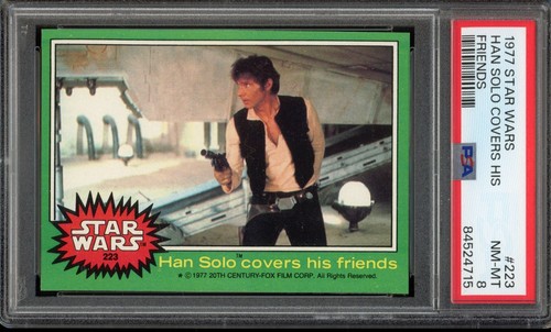 1977 Topps Star Wars #223 Han Solo covers his friends — PSA 8