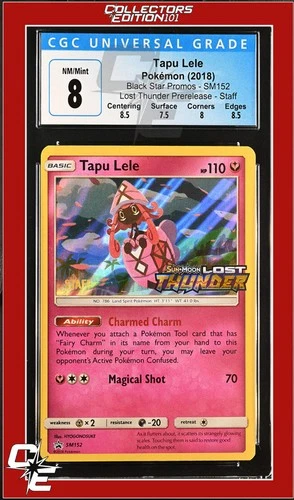 SM Black Star Promo Tapu Lele SM152 Lost Thunder Prerelease STAFF CGC 8