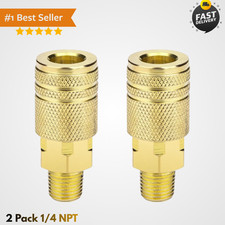 2-Pack 1/4" Brass Quick Connect Air Fittings for Air Compressors & Tools