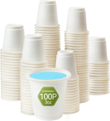 Compostable Disposable 3oz Bathroom Cups 100P Mouthwash Eco Friendly Plastic