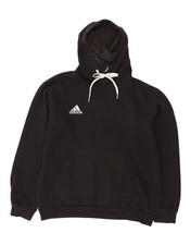 ADIDAS Womens Loose Fit Hoodie Jumper UK 14 Medium Black Cotton WO14