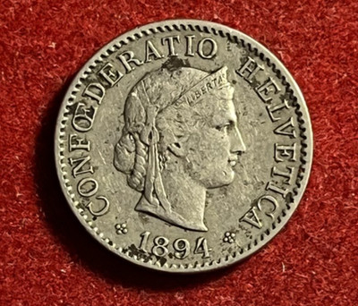 Switzerland 5 Rappen 1894 Copper-Nickel Coin KM#26 T11191