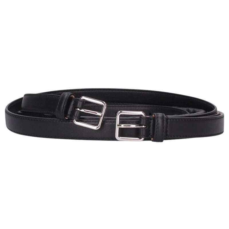 Alexander McQueen — Alexander McQueen Belt Wire double buckle Black Leather Size:80