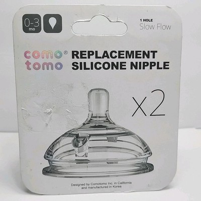 ComoTomo Silicone Replacement Nipple 2-Pack: Slow Flow 0-3 months