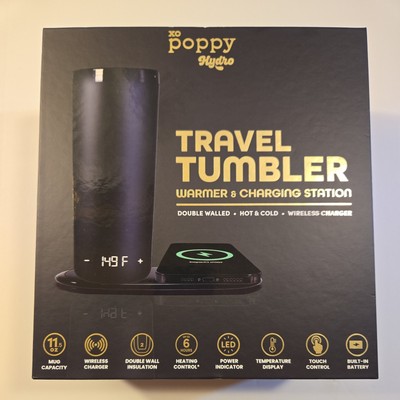 XO Poppy Hydro Travel Tumbler Warmer & Charging Station Black Hot