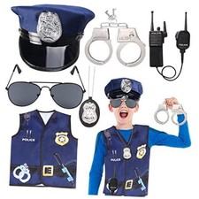 Keymall Kids Police Officer Costume Set 6 Pcs Including Cop Hat Vest Set C