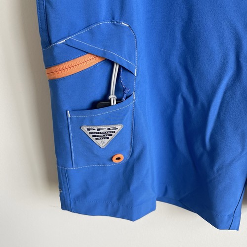 Columbia PFG Omni-Shield Cargo Shorts Blue Fishing Hiking 10" Mens Size 36 - Picture 2 of 14