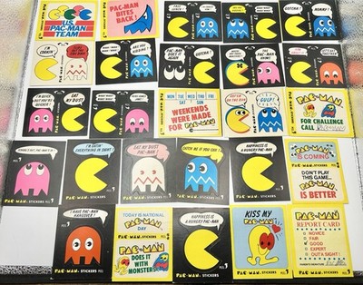 Lot Of 65 1980 Fleer PAC-MAN STICKERS + RUB OFF GAME CARDS