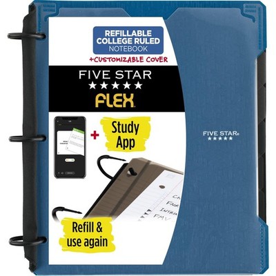 Five Star Flex Refillable Notebook + Study App, 1 Inch Binder with Customizable