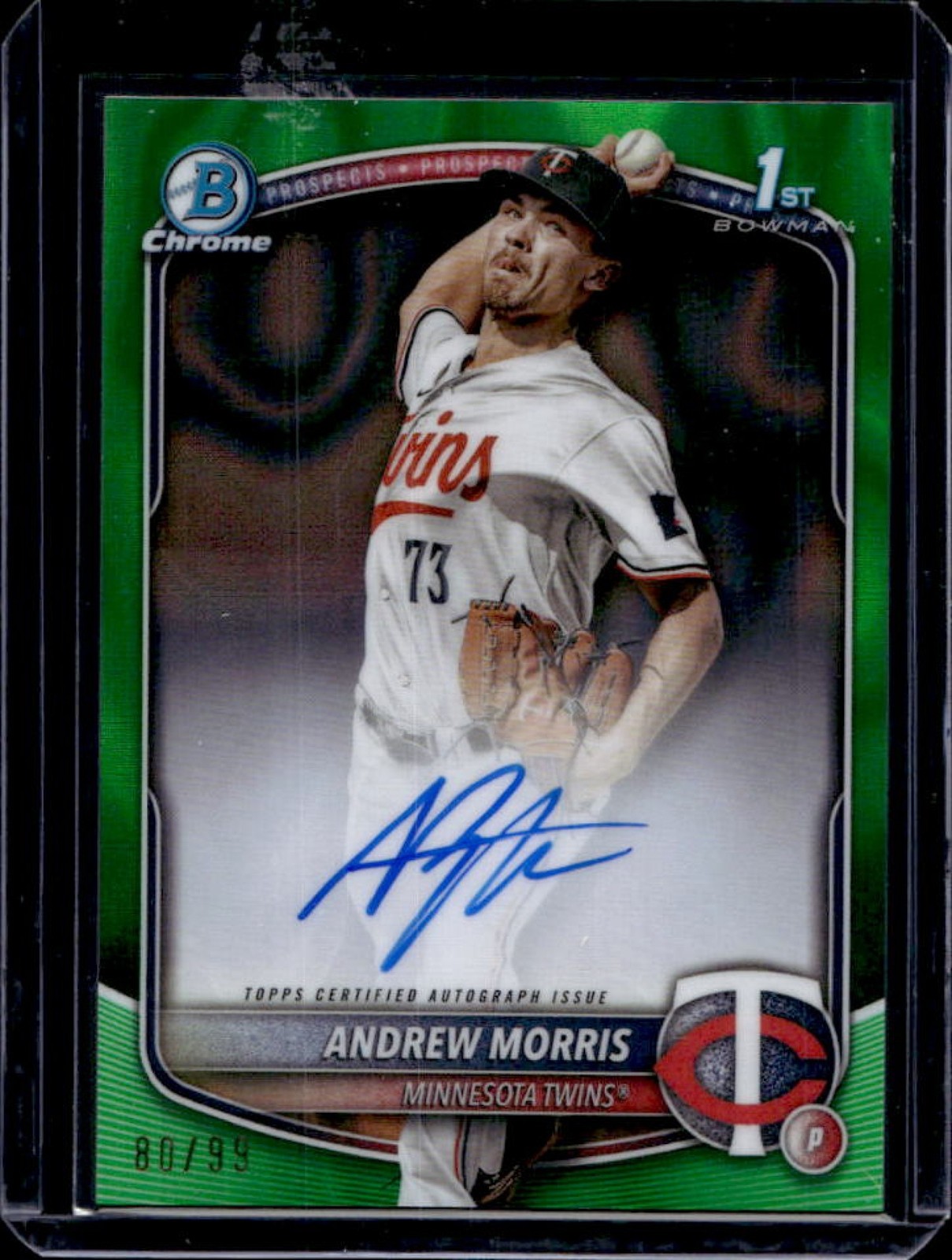 2025 Bowman Andrew Morris Chrome Auto Green Lava Refractor 1st #80/99